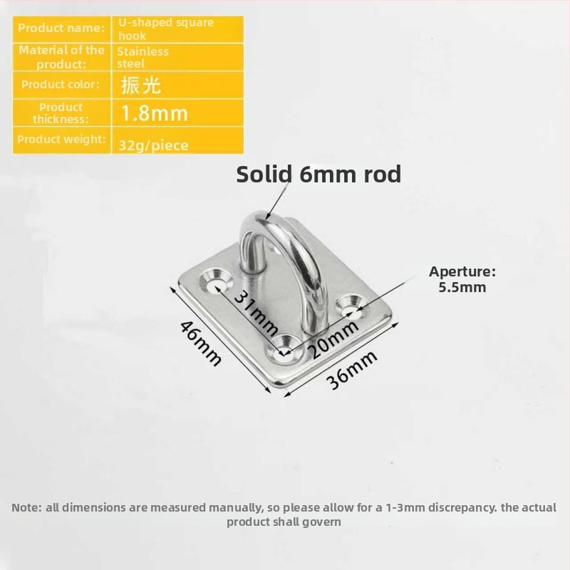 Nerūdijančio plieno kabli kablys lubų ventiliatoriui su šviestuvu – U formos kabliukas, modelis Stainless steel hook, prekės ženklas Jusen Hardware, blizgus paviršius, modernus minimalistinis stilius