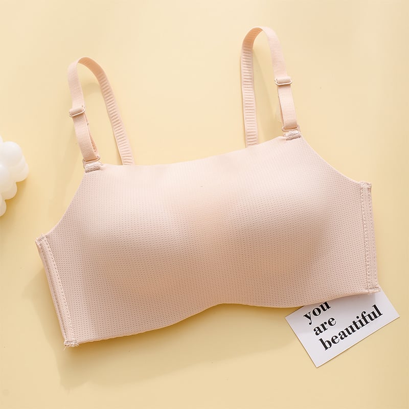 Χωρίς ραφές γυναικείο σουτιέν για μικρό στήθος, κάλυψη 3/4, αποσπώμενες διπλές στράπες, πίσω κλείσιμο με τρεις σειρές αγκράφες, νάιλον ύφασμα