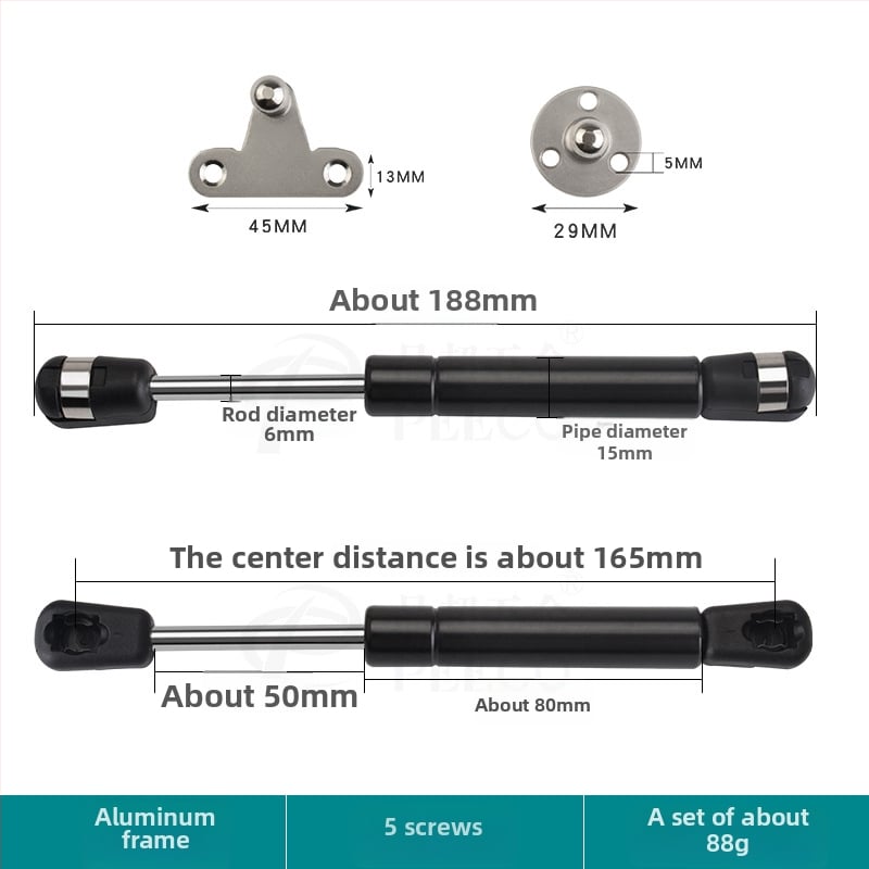 Trumpa atraminė lazdelė durims su aliuminio rėmu ir stiklo plokštėmis — Medžiaga: šaltai valdomas plienas + ABS, Gamyba: liejimas presu (die casting), Šiuolaikiškas minimalistinis stilius