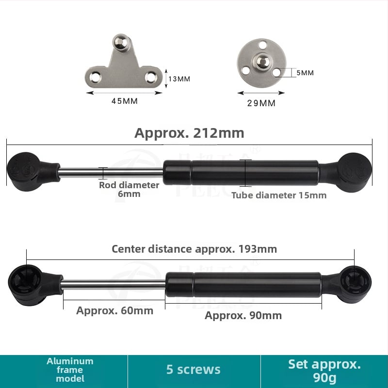 Trumpa atraminė lazdelė durims su aliuminio rėmu ir stiklo plokštėmis — Medžiaga: šaltai valdomas plienas + ABS, Gamyba: liejimas presu (die casting), Šiuolaikiškas minimalistinis stilius
