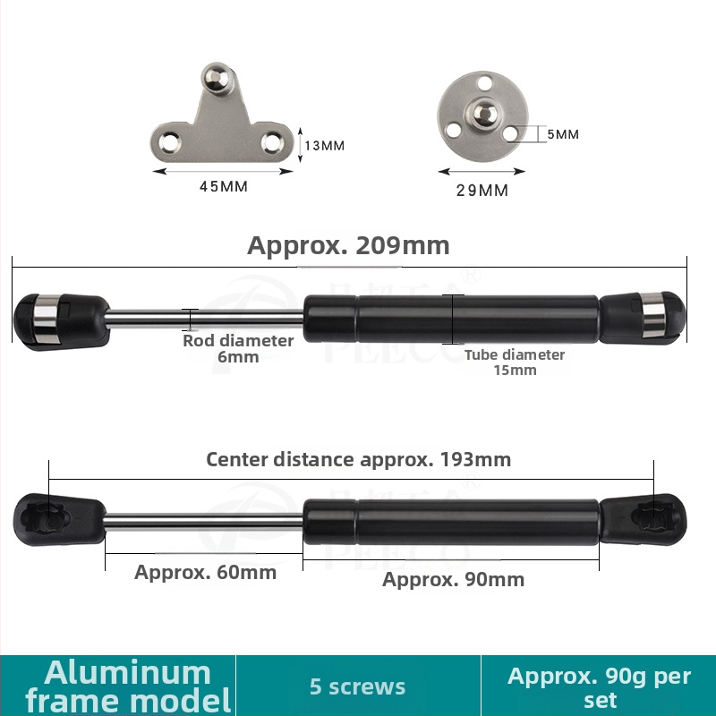 Trumpa atraminė lazdelė durims su aliuminio rėmu ir stiklo plokštėmis — Medžiaga: šaltai valdomas plienas + ABS, Gamyba: liejimas presu (die casting), Šiuolaikiškas minimalistinis stilius