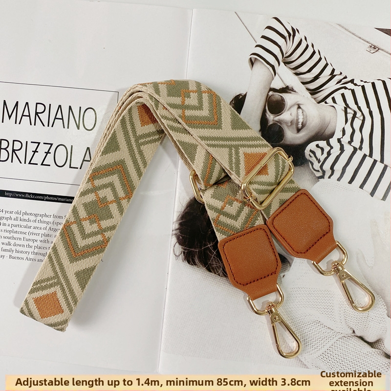 Yafderl Široka naramenica za torbe od poliestera sa geometrijskim uzorkom