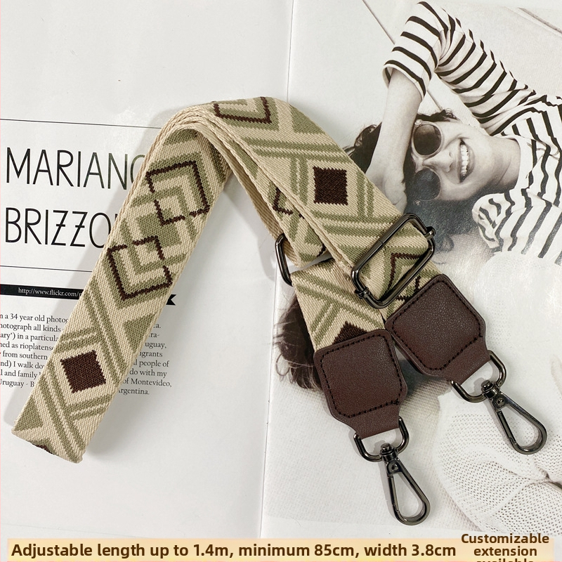 Yafderl Široka naramenica za torbe od poliestera sa geometrijskim uzorkom