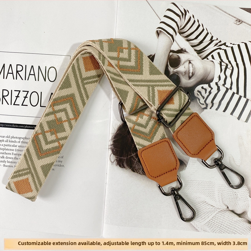 Yafderl Široka naramenica za torbe od poliestera sa geometrijskim uzorkom