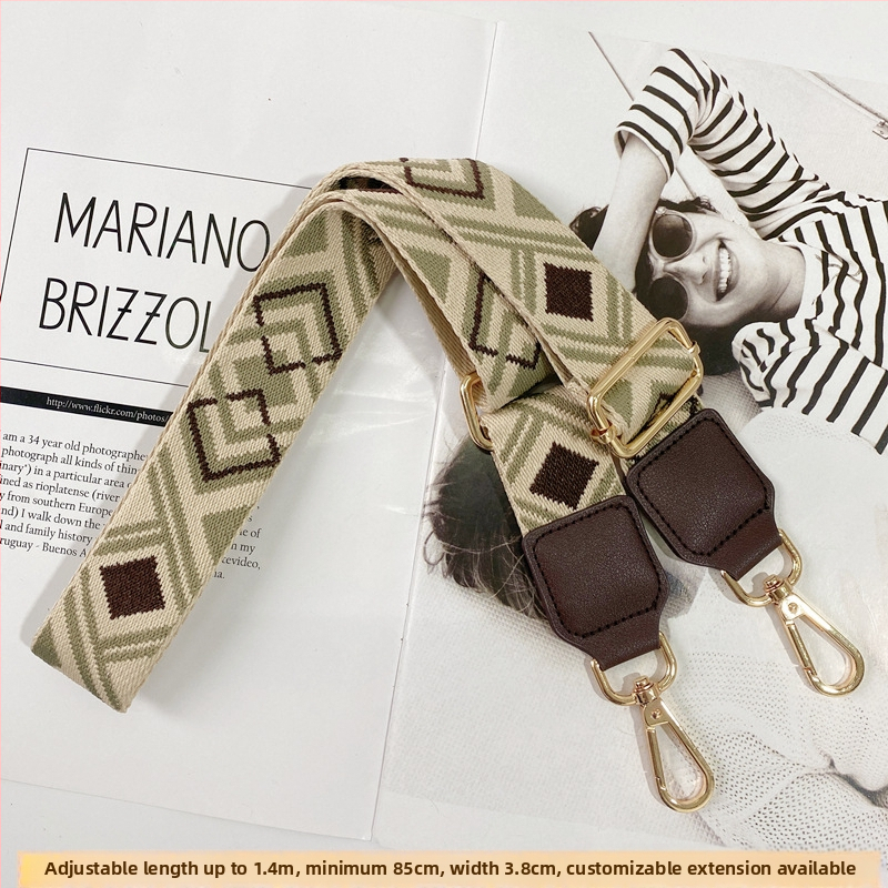 Yafderl Široka naramenica za torbe od poliestera sa geometrijskim uzorkom