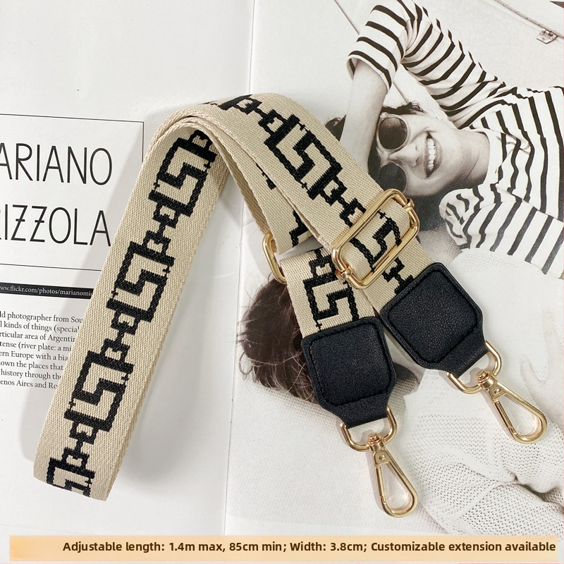 Yafderl Široka naramenica za torbe od poliestera sa geometrijskim uzorkom