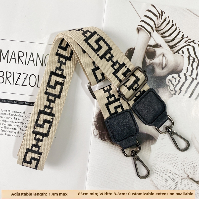 Yafderl Široka naramenica za torbe od poliestera sa geometrijskim uzorkom