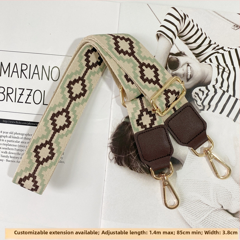 Yafderl Široka naramenica za torbe od poliestera sa geometrijskim uzorkom