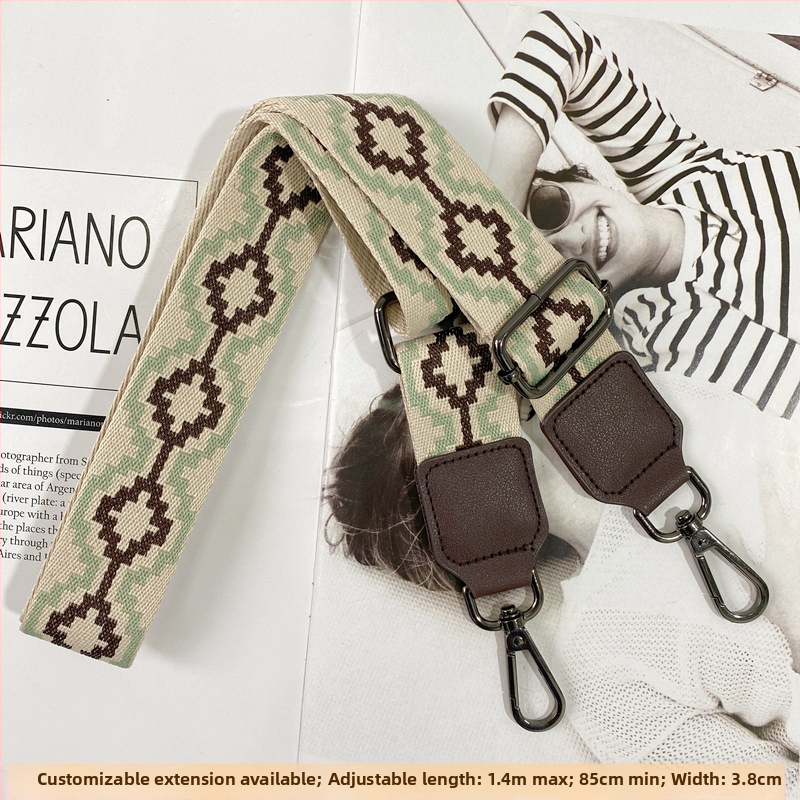 Yafderl Široka naramenica za torbe od poliestera sa geometrijskim uzorkom