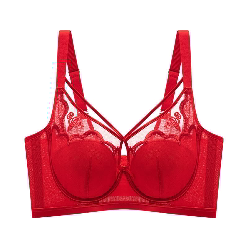 Push-up melltartó nőknek nagy mellekhez, 3/4 kosár, ultra vékony formázott kosár, nylon anyag, állítható, hátul négy soros záródás