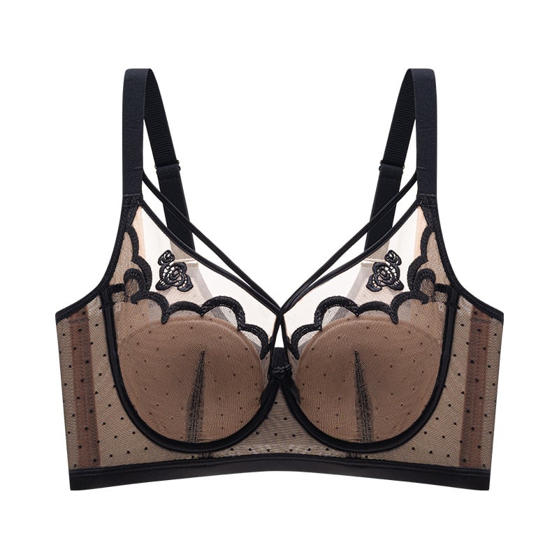 Push-up melltartó nőknek nagy mellekhez, 3/4 kosár, ultra vékony formázott kosár, nylon anyag, állítható, hátul négy soros záródás