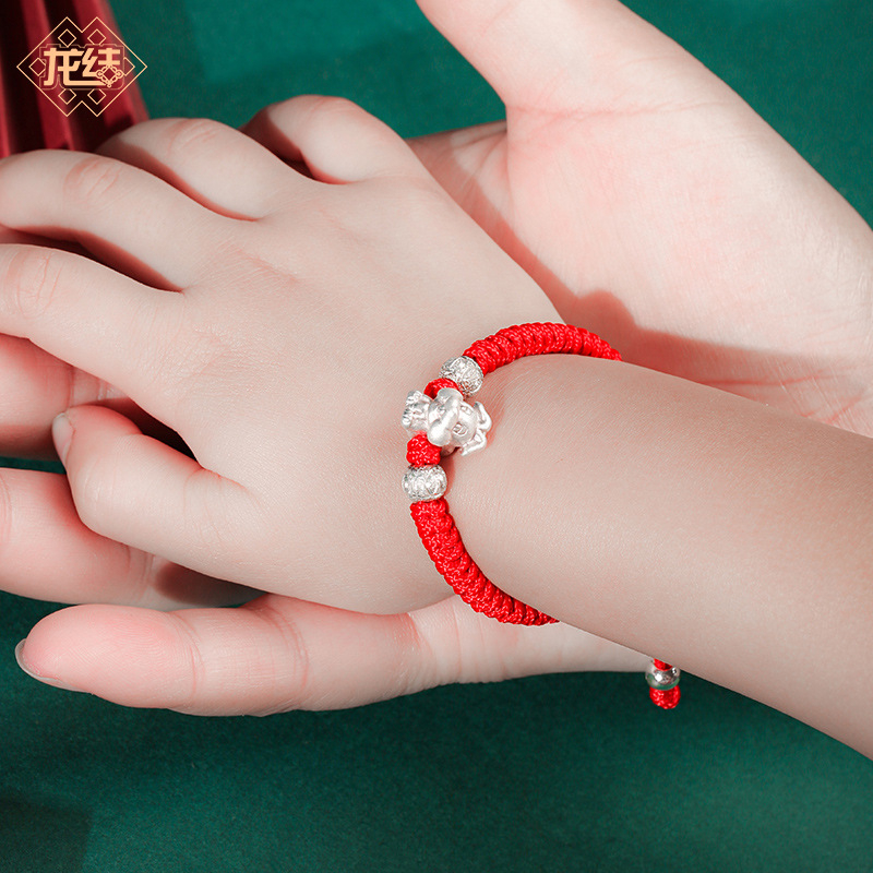 Dragon Knot karkötő, 12 jegy, kézzel készített, 999 ezüst, 3D kemény ezüst folyamat, 3-6 éves gyermekeknek