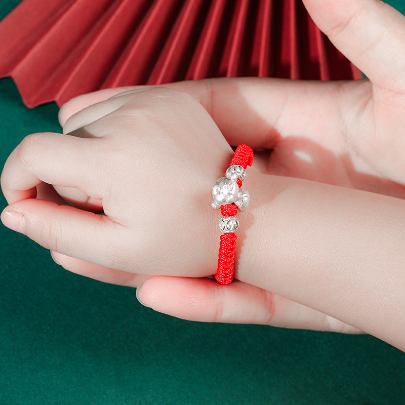 Dragon Knot karkötő, 12 jegy, kézzel készített, 999 ezüst, 3D kemény ezüst folyamat, 3-6 éves gyermekeknek