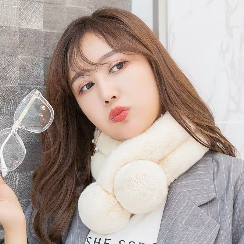 Női téli sál műnyúl szőrme, bolyhos, kézzel horgolt, önmelegítő, Yudu