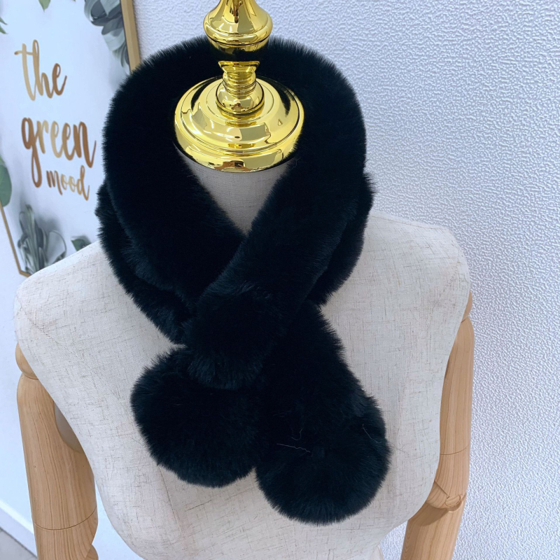 Női téli sál műnyúl szőrme, bolyhos, kézzel horgolt, önmelegítő, Yudu