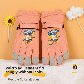 Bērnu ziemas slēpošanas cimdi – karikatūras stils, reljefas, silti, kokvilna, unisex