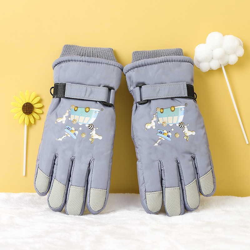 Bērnu ziemas slēpošanas cimdi – karikatūras stils, reljefas, silti, kokvilna, unisex