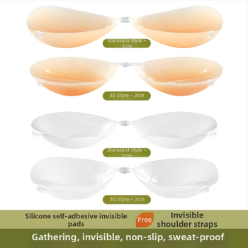 Rejtett vállpántos szilikon melltapasz, vastított push-up, kerek mellbimbó forma, Miss&hua, esküvői ruhához