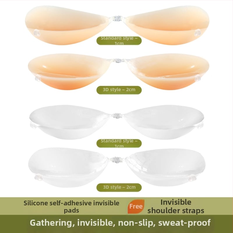 Rejtett vállpántos szilikon melltapasz, vastított push-up, kerek mellbimbó forma, Miss&hua, esküvői ruhához