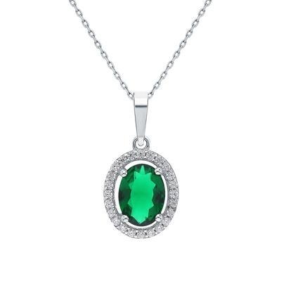 S925 srebrni set nakita: retro elegancija, naušnice i ogrlica sa smaragdo zelenim kamenjem i cirkonima