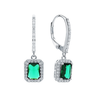 S925 srebrni set nakita: retro elegancija, naušnice i ogrlica sa smaragdo zelenim kamenjem i cirkonima