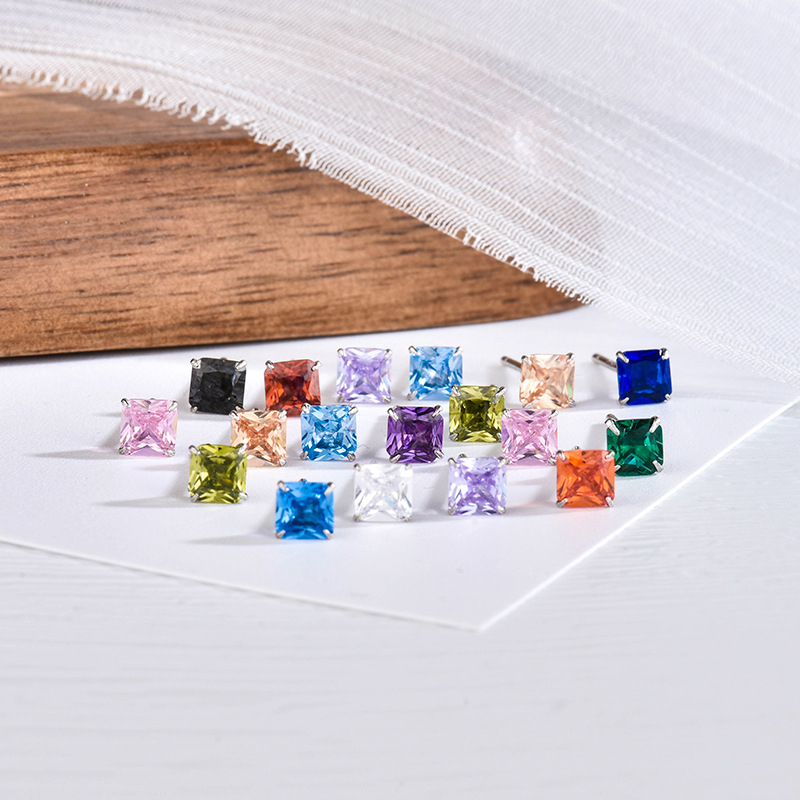 Geometrijski naušnice od srebra 925, dijamantna obrada, unisex