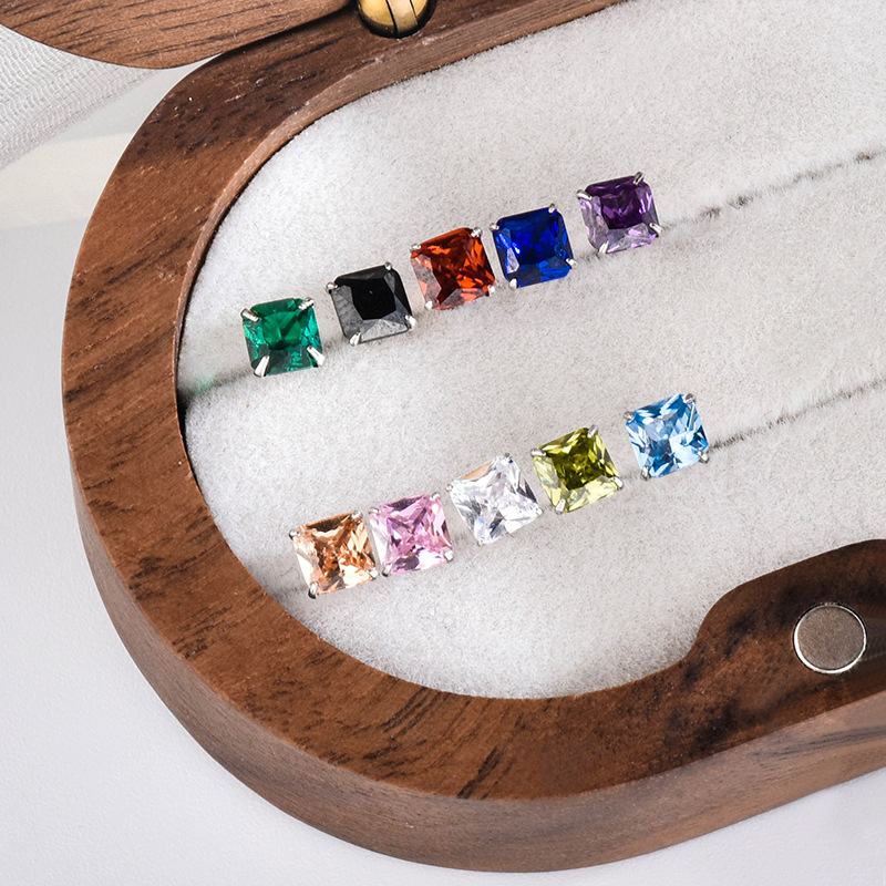 Geometrijski naušnice od srebra 925, dijamantna obrada, unisex