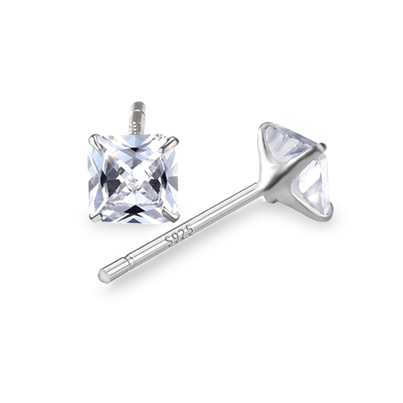 Geometrijski naušnice od srebra 925, dijamantna obrada, unisex