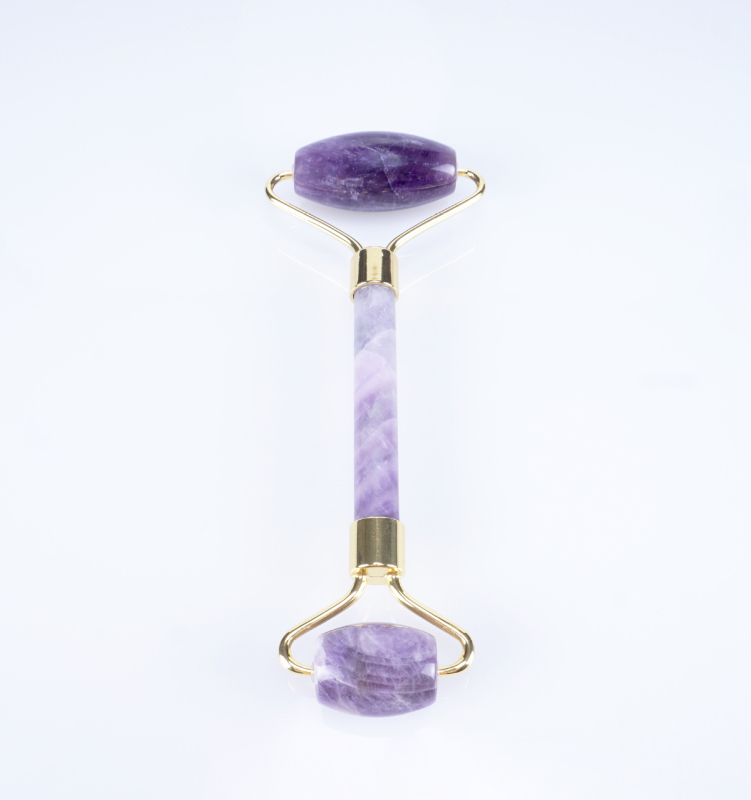 Σετ ρολέρ από ροζ χαλαζία με διπλή κεφαλή, σε σχήμα καρδιάς για μασάζ προσώπου