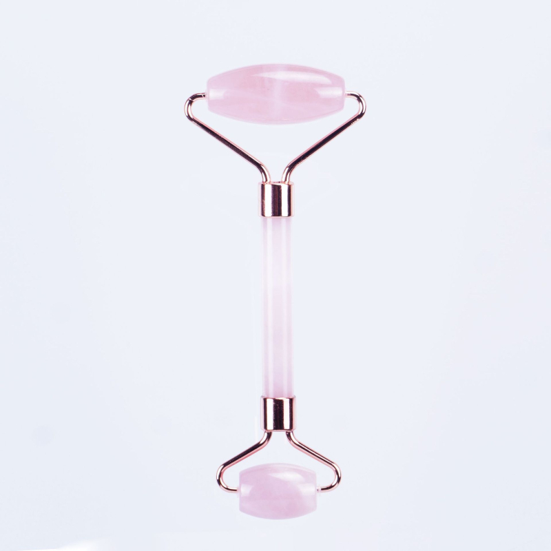 Σετ ρολέρ από ροζ χαλαζία με διπλή κεφαλή, σε σχήμα καρδιάς για μασάζ προσώπου