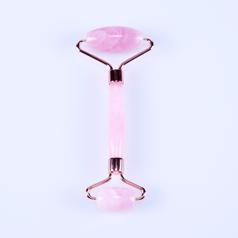 Σετ ρολέρ από ροζ χαλαζία με διπλή κεφαλή, σε σχήμα καρδιάς για μασάζ προσώπου