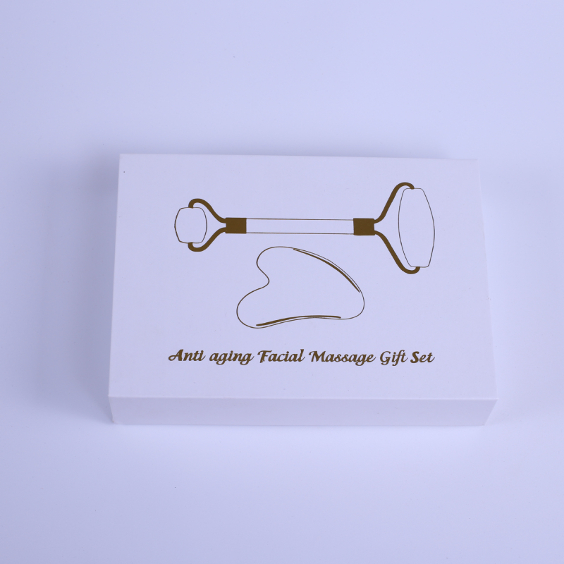 Σετ ρολέρ από ροζ χαλαζία με διπλή κεφαλή, σε σχήμα καρδιάς για μασάζ προσώπου