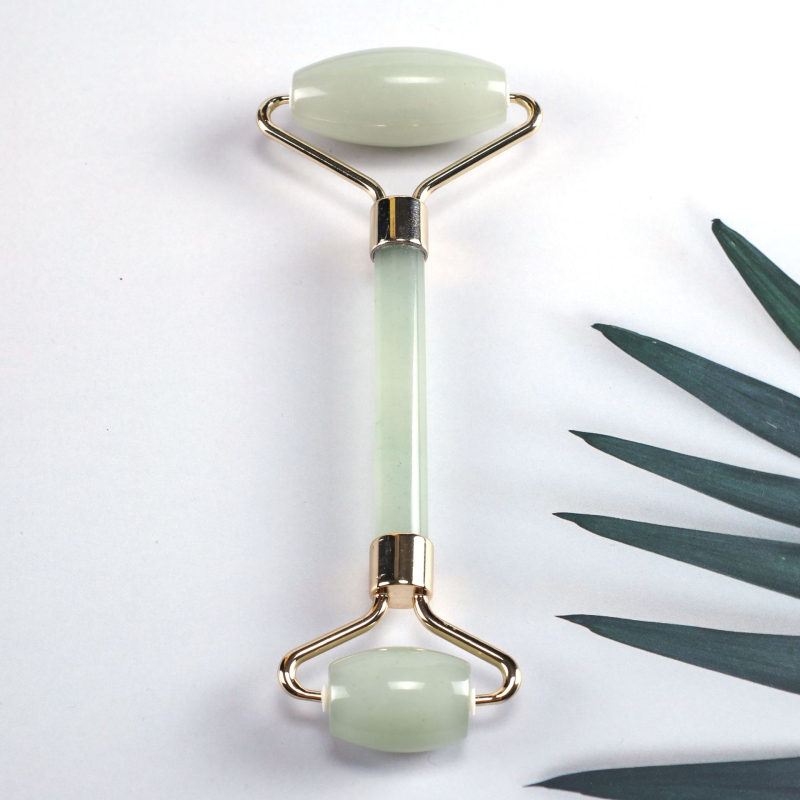 Σετ ρολέρ από ροζ χαλαζία με διπλή κεφαλή, σε σχήμα καρδιάς για μασάζ προσώπου