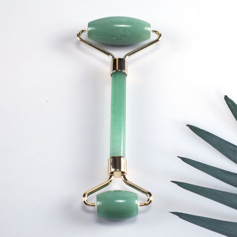 Σετ ρολέρ από ροζ χαλαζία με διπλή κεφαλή, σε σχήμα καρδιάς για μασάζ προσώπου