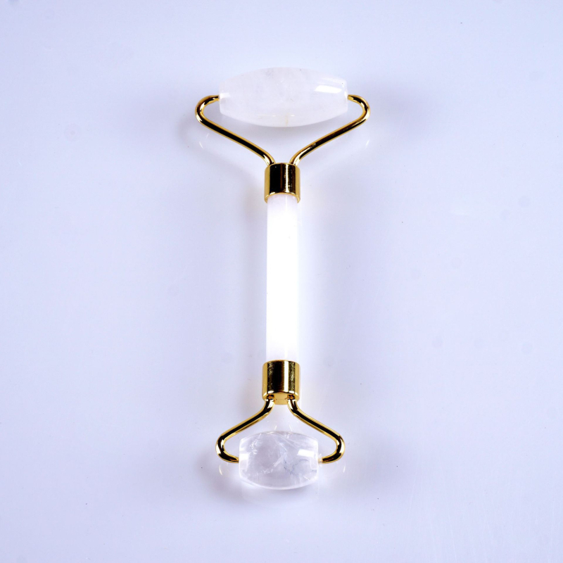 Σετ ρολέρ από ροζ χαλαζία με διπλή κεφαλή, σε σχήμα καρδιάς για μασάζ προσώπου