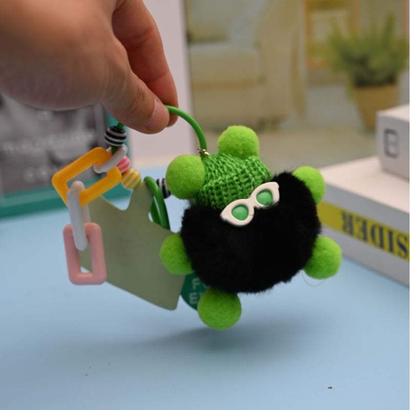 Rex triušių kailio raktų pakabukas, pūkuota lėlė papuošalas, mielas stilius, tinka kaip dovana