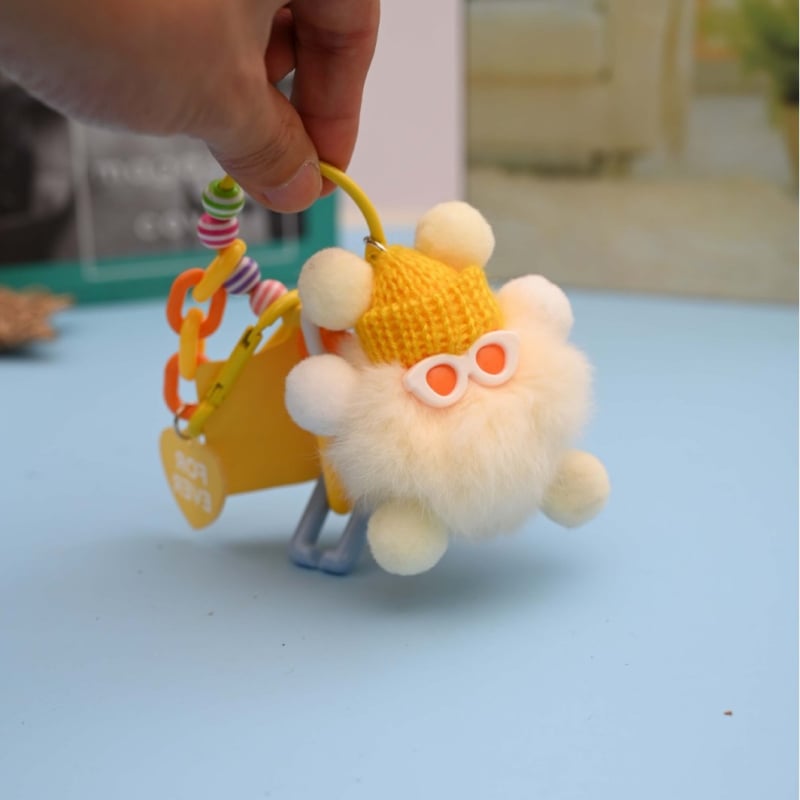 Rex triušių kailio raktų pakabukas, pūkuota lėlė papuošalas, mielas stilius, tinka kaip dovana