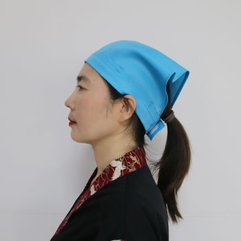 Готварска шапка с триъгълен тюрбан – без връх, монохромна, полиестер, права тъкан, бродерия