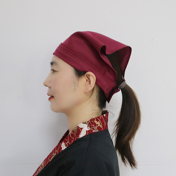 Готварска шапка с триъгълен тюрбан – без връх, монохромна, полиестер, права тъкан, бродерия