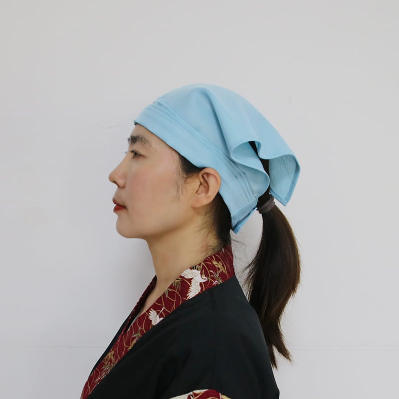 Готварска шапка с триъгълен тюрбан – без връх, монохромна, полиестер, права тъкан, бродерия