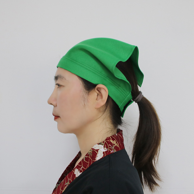 Готварска шапка с триъгълен тюрбан – без връх, монохромна, полиестер, права тъкан, бродерия