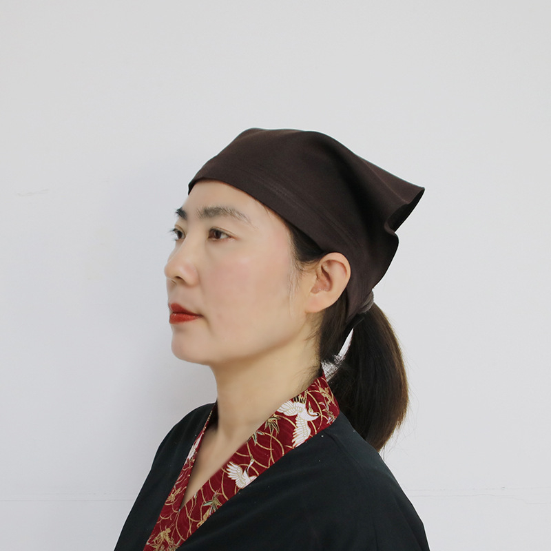 Готварска шапка с триъгълен тюрбан – без връх, монохромна, полиестер, права тъкан, бродерия