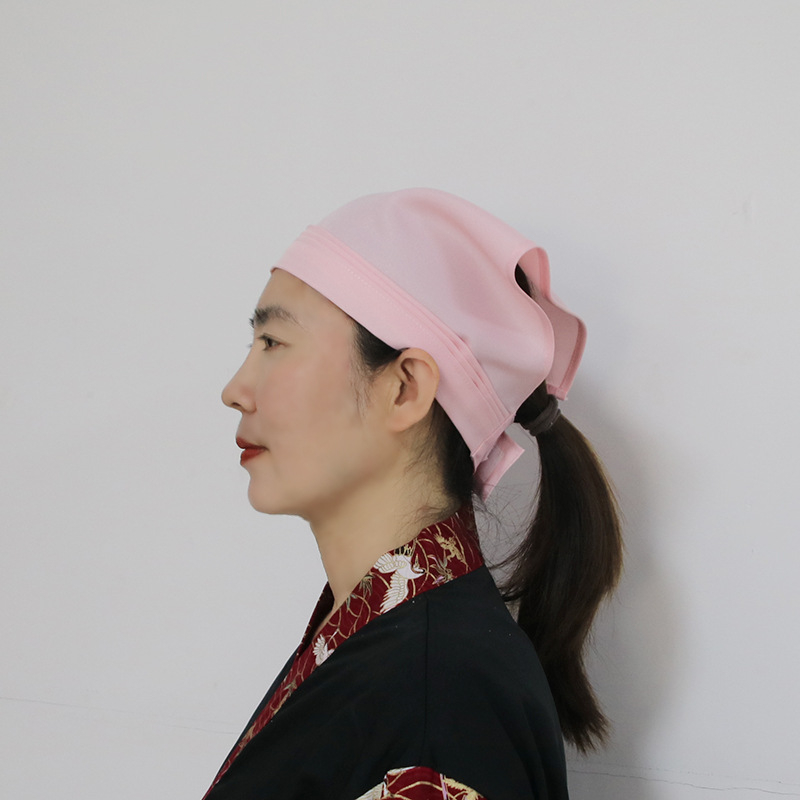 Готварска шапка с триъгълен тюрбан – без връх, монохромна, полиестер, права тъкан, бродерия