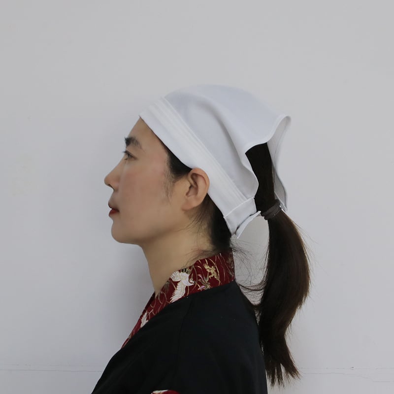 Готварска шапка с триъгълен тюрбан – без връх, монохромна, полиестер, права тъкан, бродерия