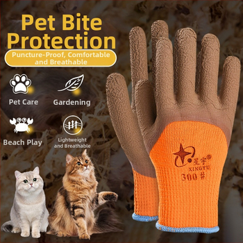 Aizsargājošas cimdi mājdzīvnieku kopšanai, pret kaķu skrāpējumiem, bieza liellopa āda, papildu aizsardzība pret suņa kodieniem, piemēroti kopšanai un mazgāšanai maziem dzīvniekiem