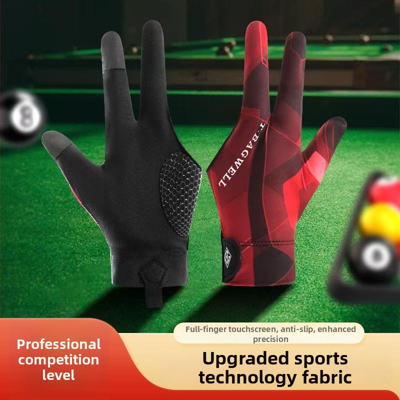 Tenké tri-prstové biliardové rukavice - priedušné, protišmykové, poloprstové