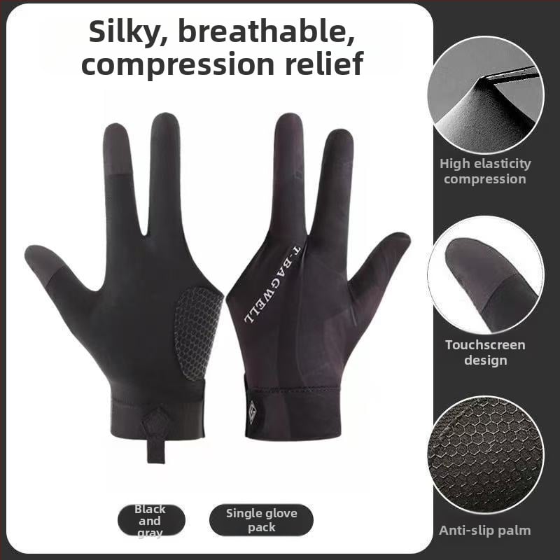 Tīri plānas bilarda cimdi - trīs pirksti, elpojoši, pretslīdēši, ar pusi pirksta