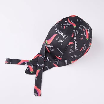 Prilagodljiva kapa kuhara piratskog stila, karirani twill materijal, ravni vrh, rub s ravnim završetkom, tisak logotipa — unisex kuhinjska kapa