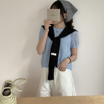 Korejski proljetno-ljetni mali kvadratni šal, mješovita vlakna, monokromatski uzorak, Jacquard tkanje, UV zaštita