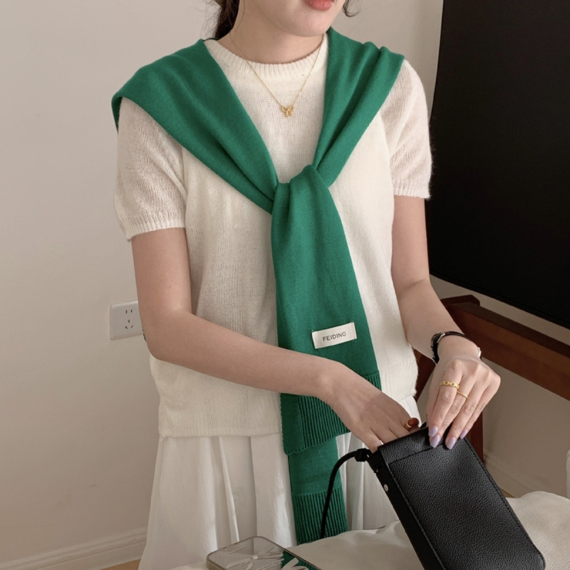 Korejski proljetno-ljetni mali kvadratni šal, mješovita vlakna, monokromatski uzorak, Jacquard tkanje, UV zaštita